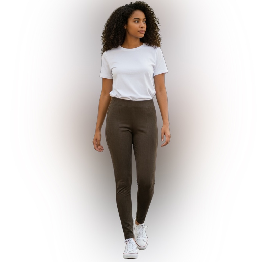 Andrew Marc Brown Faux Suede Leggings Trousers SZ M‎ Women Soft Pull-On Casual